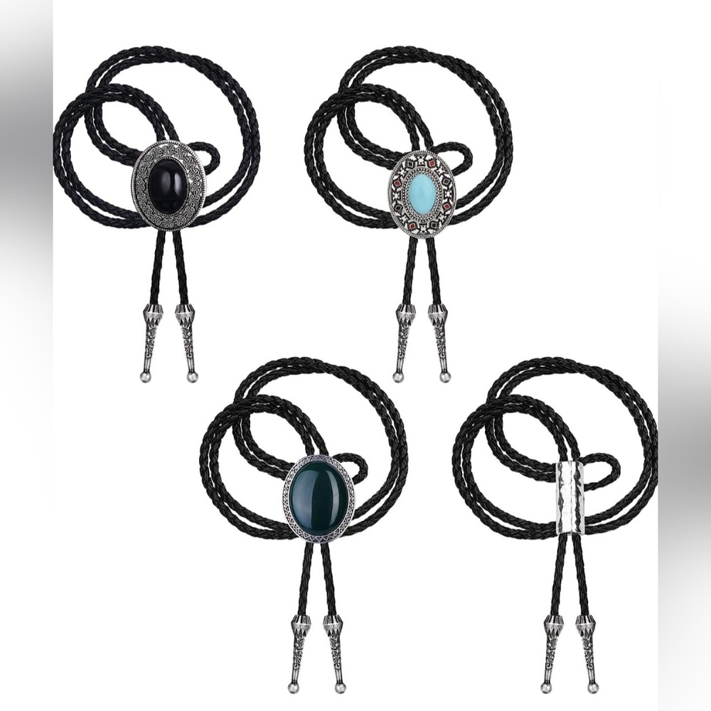 New beautiful set of western bolo leather ties
